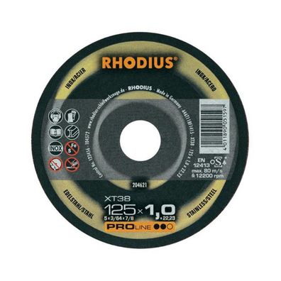 Rhodius extra dünne Trennscheibe XT38 für Edelstahl (115 oder 125) x 1,0 x 22,23