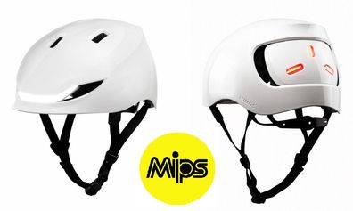 Lumos Street MIPS LED Helm Licht Blinker Warnlicht jet white 54-61cm