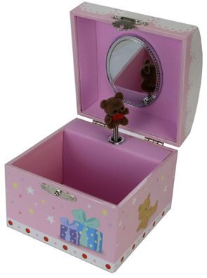 kleines Schmuckkästchen Mädchen mit Teddybär Spieluhr Melodie Für Elise Truhe