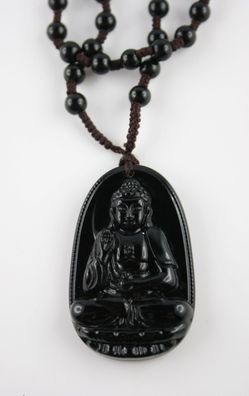 Buddha Anhänger Obsidian Kette