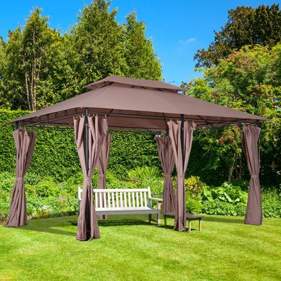 Outsunny® Pavillon 4x3m Gartenpavillon Partyzelt Gartenzelt mit Seitenwände Stahl
