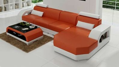 Eck Sofa Couch Polster Sitz Leder Garnitur Wohnlandschaft LForm LINZII