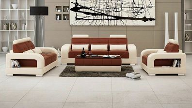 Ledersofa Couch Sofagarnitur 3 + 2 + 1 Sitzer Garnitur Design Modern Sofa Neu L6008D