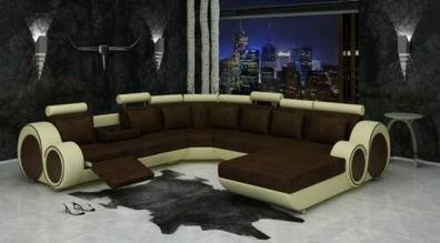Polster Leder Textil Sofa Couch Eck Sitz Garnitur Wohnlandschaft Big XXL Ecksofa