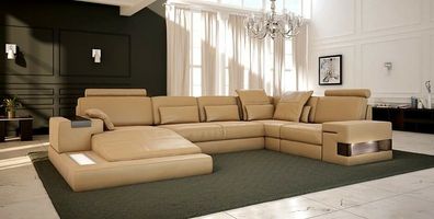 Wohnlandschaft Polster Couch Garnitur XXL Big Sofa Bellini Design Ledersofa Neu