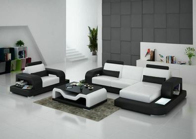 Ledersofa Couch Wohnlandschaft Eck Sessel Garnitur Design Modern Sofa G8007E Neu
