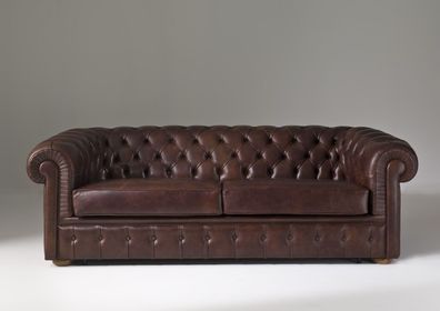 Chesterfield Sofa Polster Couch 3 Sitzer Schlafsofa + Bettfunktion Leder Sofas