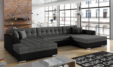 Ecksofa Sofa Polster Couch Wohnlandschaft U Form Bettfunktion Textil Stoff Big
