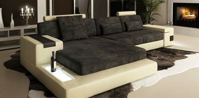 LForm Wohnlandschaft Couch Big XXL Textil Sofa Leder Polster Ecke Garnitur Stoff