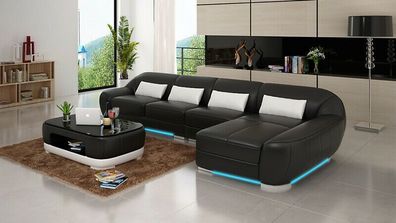 Ledersofa Couch Wohnlandschaft Ecksofa Eck Garnitur Design Modern Sofa G8022C