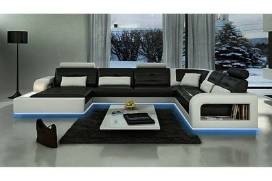 Ecksofa Sofa Couch Polster Wohnlandschaft Leder Eck Sofas Garnitur U Form H2209