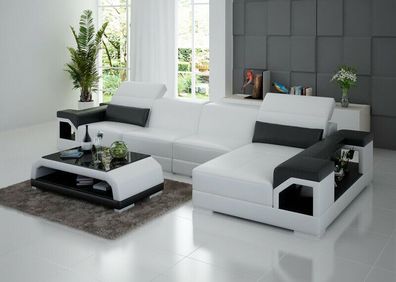 Ledersofa Couch Wohnlandschaft Ecksofa Eck Garnitur Design Modern Sofa G8014C