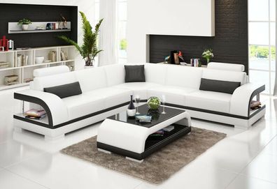 Ledersofa Couch Wohnlandschaft Ecksofa Eck Garnitur Design Modern Sofa G8011B