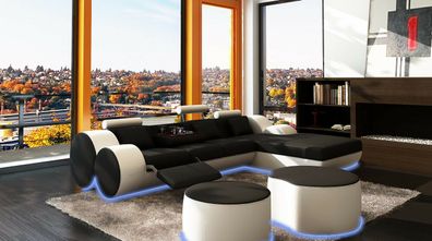 Ledersofa Couch Wohnlandschaft L-Form Design Modern Sofa 3085