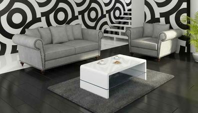 BIG SOFA XXL Chesterfield TEXTIL SOFA COUCH 250cm Polster Garnitur DESIGN NEU