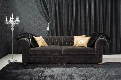 Chestefield Sofa Couch Leder Designer Textil Sitz Polster Garnitur Design 201820