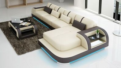 Ledersofa Couch Wohnlandschaft Ecksofa Eck Garnitur Design Modern Sofa G8031C