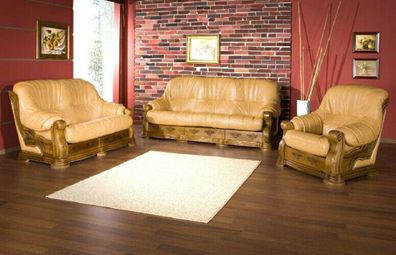 2 + 1 Sitzer Sofagarnitur Sofa Couch Set Poster Garnitur italienisches Rindsleder