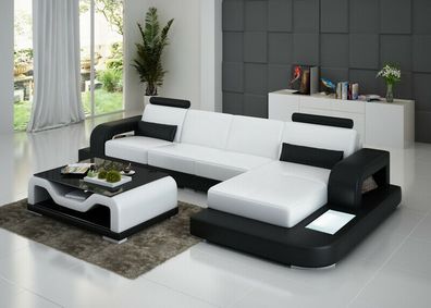 Ledersofa Couch Wohnlandschaft Ecksofa Eck Garnitur Design Modern Sofa G8007C