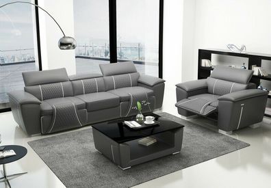 Ledersofa Couch Polster Designersofa Leder Sofa Sofagarnituren 3 + 1 G8048D Sofas