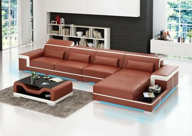 Ledersofa Couch Wohnlandschaft Ecksofa Eck Garnitur Design Modern Sofa G8020C