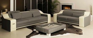 Ledersofa Set Sofa Couch Sitz Polster Garnitur Sofagarnitur 3 + 2 + 1 Sofas HuttenG
