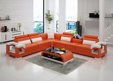 Ledersofa Couch Wohnlandschaft Ecksofa Eck Garnitur Design Modern Sofa G8010B