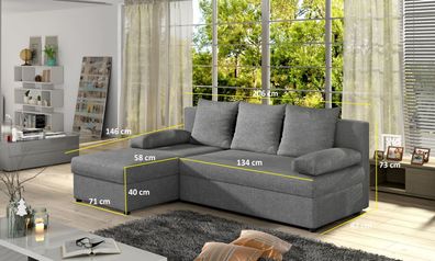 Moderne Schlafsofa Couch Polster Sitz Garnitur L Form Textil Stoff Sofas Leder