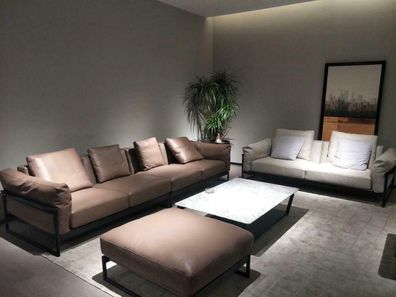Italy Möbel Leder sofa Couch Polster Garnitur 4 + 2 Designer Couchen Sofas Nubuk