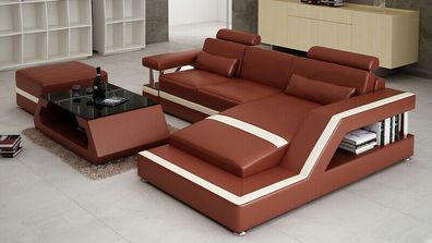 Ledersofa Couch Wohnlandschaft Ecksofa Eck Garnitur Design Modern Sofa L6002E
