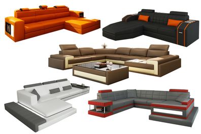 Design Ledersofa Sofa Couch Wohnlandschaft Eck Sofas Garnitur Couchen Polster