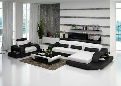 Ledersofa Couch Wohnlandschaft Ecksofa Eck Sessel Design Modern Sofa Garnitur