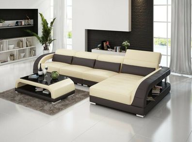 Ledersofa Couch Wohnlandschaft Ecksofa Eck Garnitur Design Modern Sofa G8016C