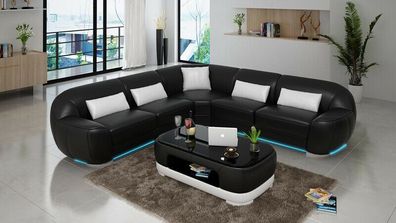 Ledersofa Couch Wohnlandschaft Ecksofa Eck Garnitur Design Modern Sofa G8022B