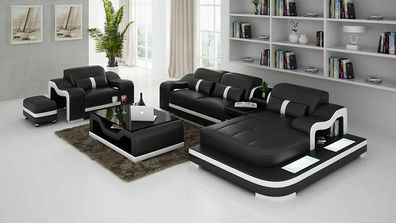 Ledersofa Couch Wohnlandschaft Ecksofa Eck Garnitur Design Modern Sofa G8027E