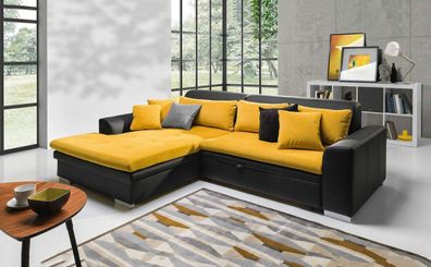 Design Schlafsofa Sofa Polster Wohnzimmer Ecksofa Couch Stoff Garnitur Textil