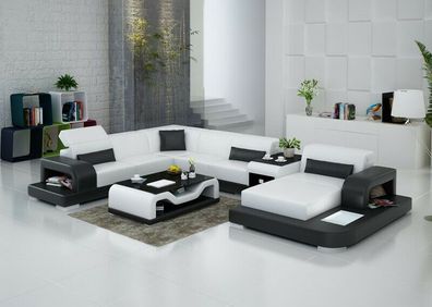 Ledersofa Couch Wohnlandschaft Ecksofa Eck Garnitur Design Modern Sofa G8006