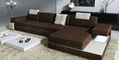 Design Ledersofa Sofa Couch Polster Wohnlandschaft Eck Garnitur Ecke Tachau S