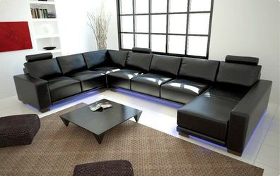 U Form Sofa Couch Polster Garnitur Wohnlandschaft Design Ecksofa Leder Neu A1121