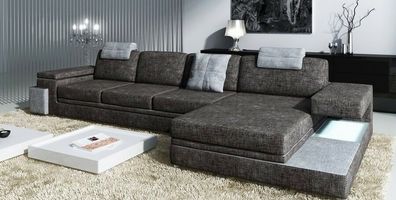 Design Ledersofa Sofa Couch Polster Wohnlandschaft Eck Garnitur Textil Tachau G