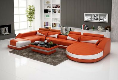 Ledersofa Couch Wohnlandschaft Ecksofa Eck Garnitur Design Modern Sofa G8018