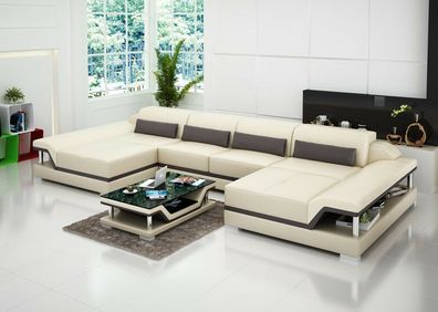 Ledersofa Couch Wohnlandschaft Ecksofa Eck Garnitur Design Modern Sofa G8004E