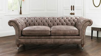 Chestefield Sofa Couch Leder Designer Textil Sitz Polster Garnitur Design 201840