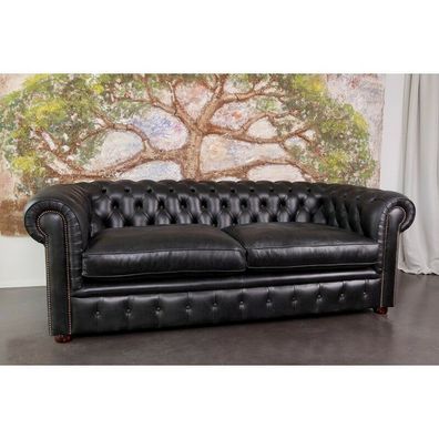 Chestefield Sofa Couch Leder Designer Textil Sitz Polster Garnitur Design 201802