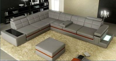 Ledersofa Couch Wohnlandschaft Ecksofa Eck Garnitur Design Modern Sofa B2011