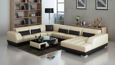 Ledersofa Couch Wohnlandschaft Ecksofa Eck Garnitur Design Modern Sofa G8024
