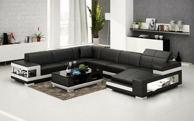 Ledersofa Couch Wohnlandschaft Ecksofa Eck Garnitur Design Modern Sofa G8017
