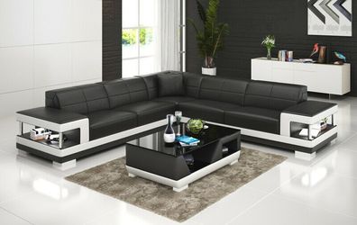 Ledersofa Couch Wohnlandschaft Ecksofa Eck Garnitur Design Modern Sofa G8017B