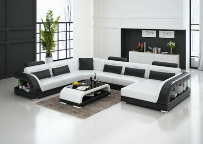 Ledersofa Couch Wohnlandschaft Ecksofa Eck Garnitur Design Modern Sofa G8012
