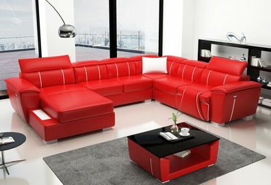 Ledersofa Couch Polster Designer Leder Sofas Sofa U-Form Couchen Wohnlandschaft